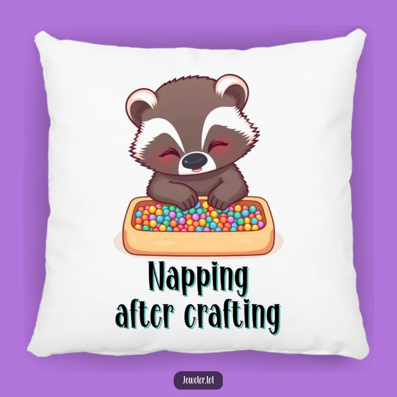 Funny Badger Bead Organizer Cushion - Soft & Humorous Accent Pillow