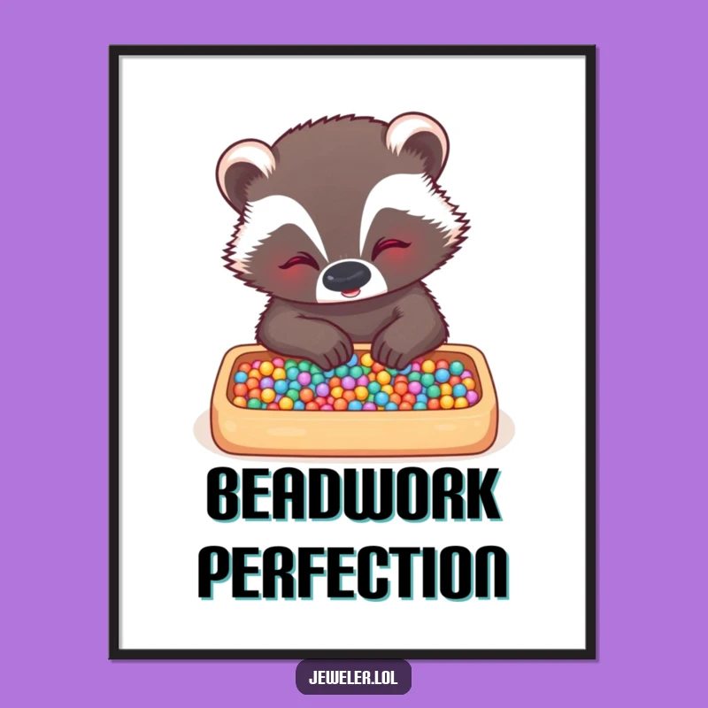 Funny Badger Bead Art Digital Print - Whimsical Decor & Instant Humorous Gift