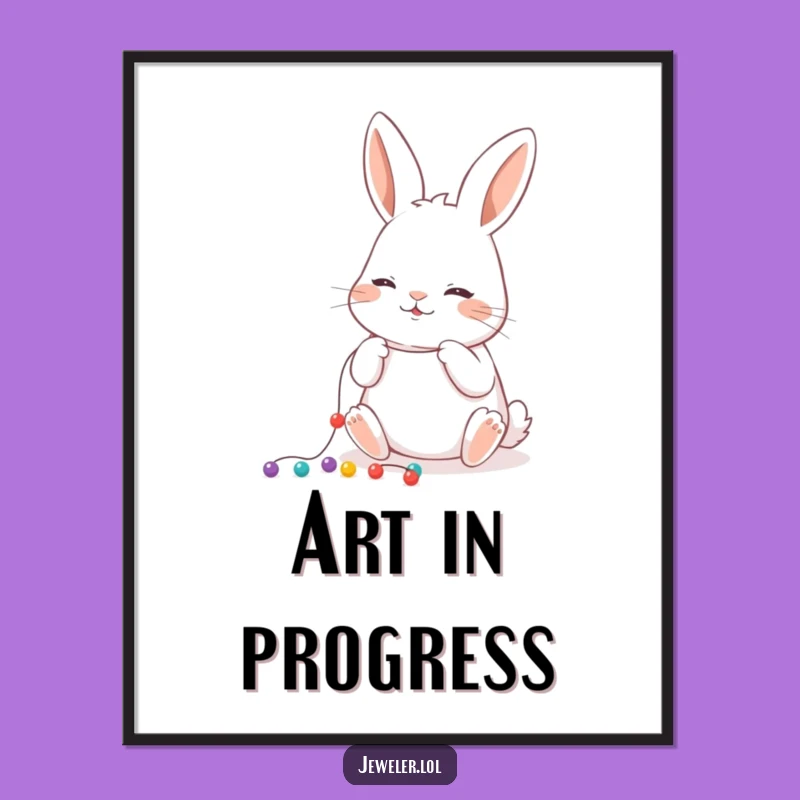 Funny Rabbit Bead Poster - Artistic Wall Art, Whimsical Gift
