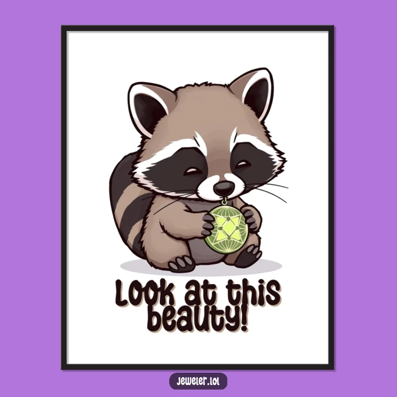 Funny Raccoon Pendant Art Poster - Whimsical Wall Decor & Humorous Gift Idea