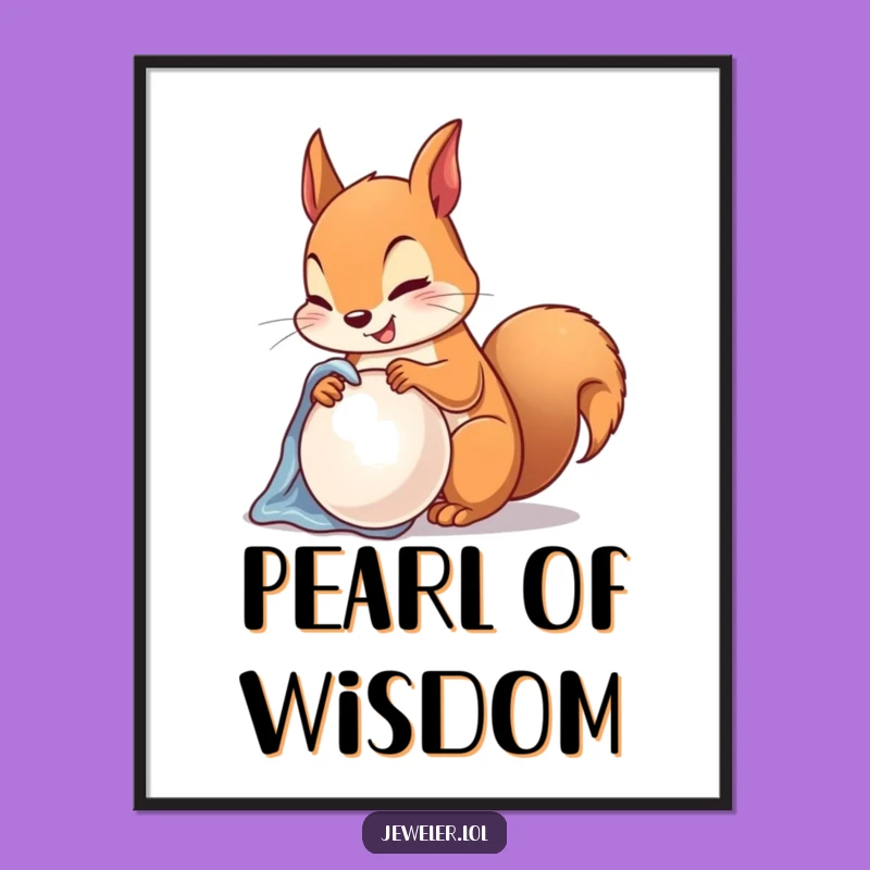 Funny Squirrel Pearl Poster - Elegant Wall Art, Hilarious Gift