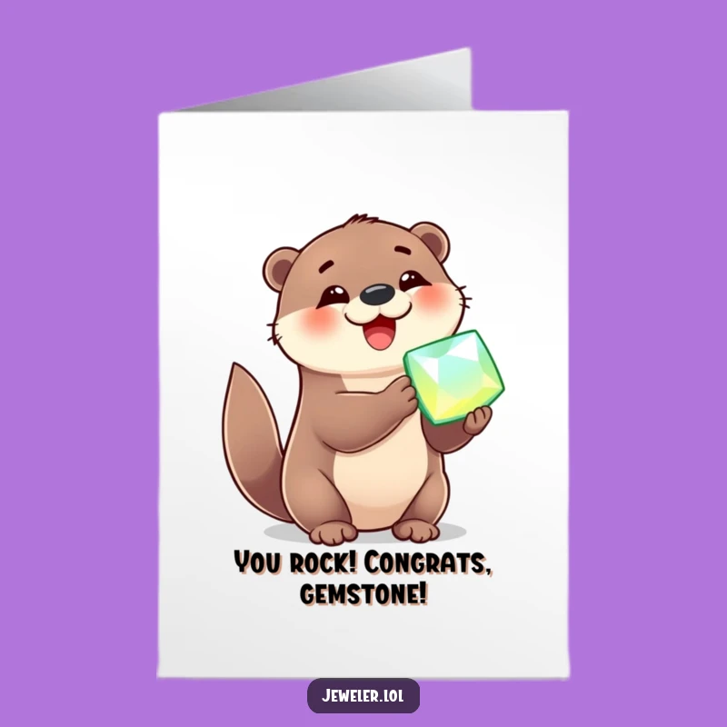 Free Printable Otter Gemstone Congrats Card: Funny Downloadable Gift for Any Occasion