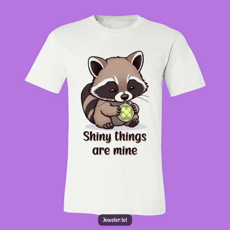 Funny Raccoon Pendant Obsession T-Shirt - Humorous Animal Tee for Jewelry Fans