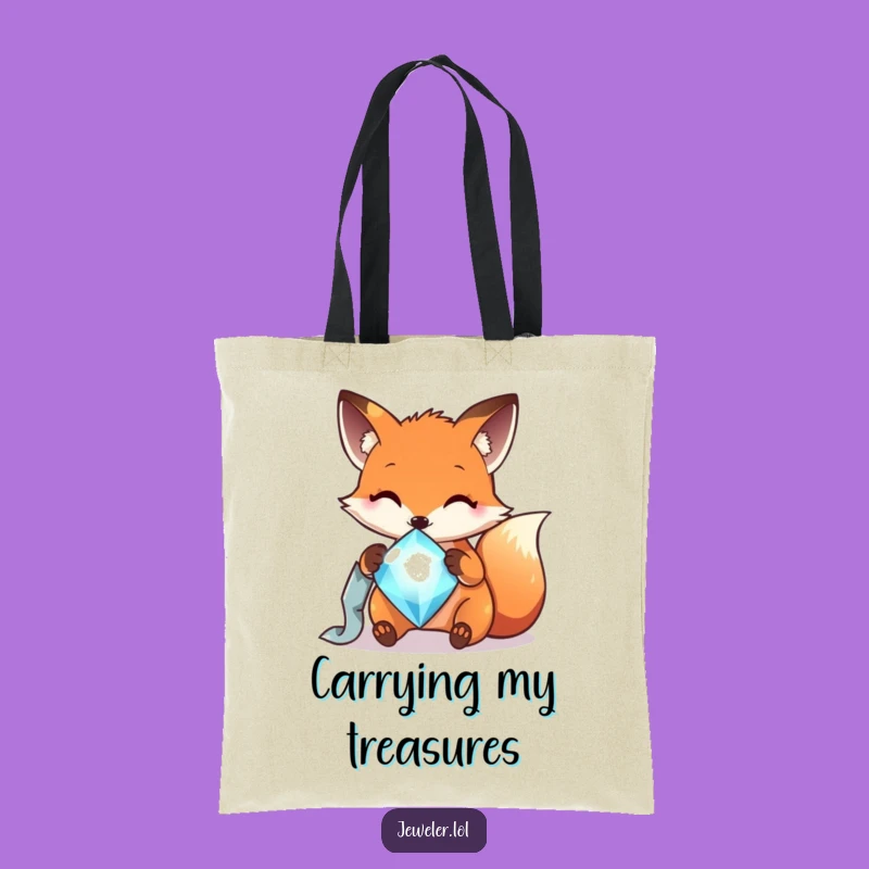 Funny Fox Gem Polisher Tote Bag - Carry Your Treasures Hilariously!